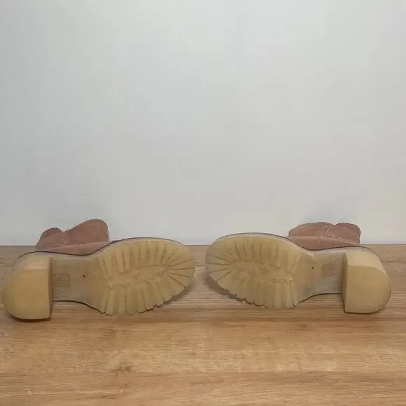 Free People Brown Leather Jack Zip Ankle Boots Lug Sole Size 7 Made in Spain - Picture 7 of 7